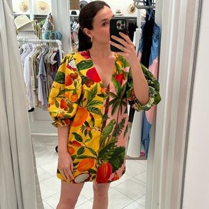 FARM Rio Puff Sleeve Mixed Print Dress